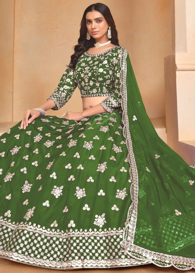 Green Embroidered Lehenga Choli