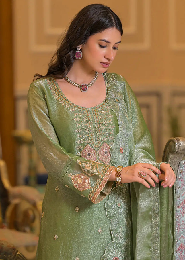 Crush Satin Embroidered Pant Style Suit Series