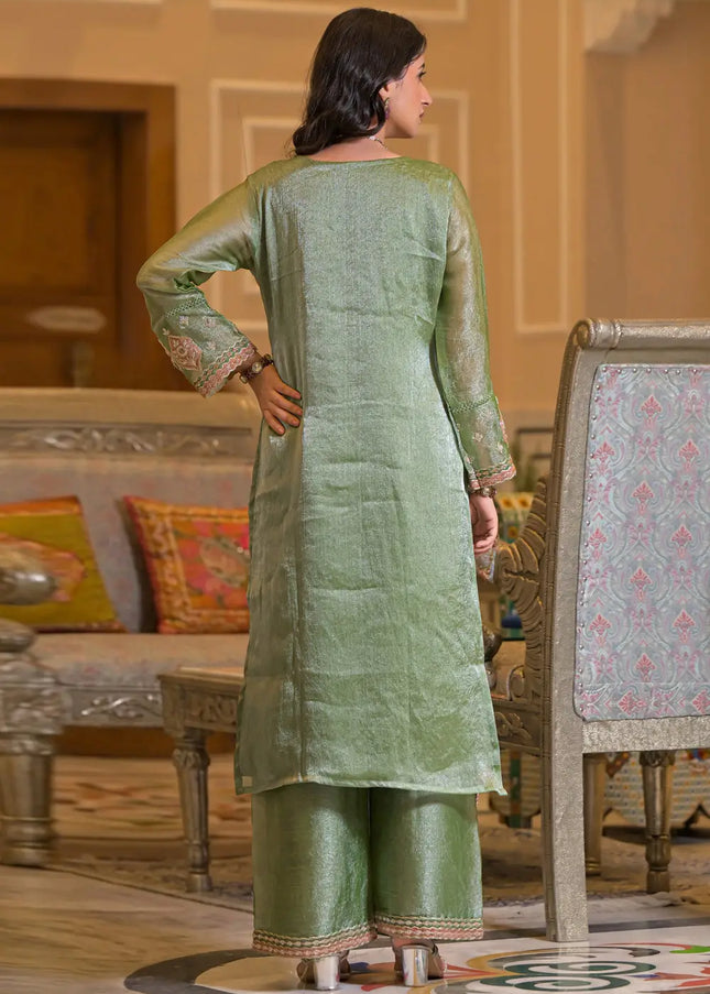 Crush Satin Embroidered Pant Style Suit Series