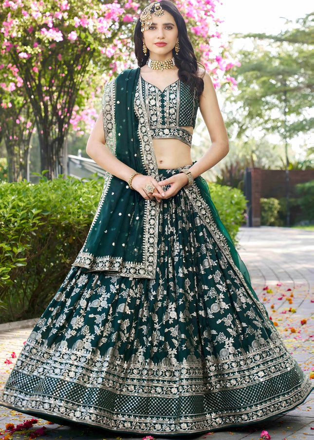Green Embroidered Lehenga Choli
