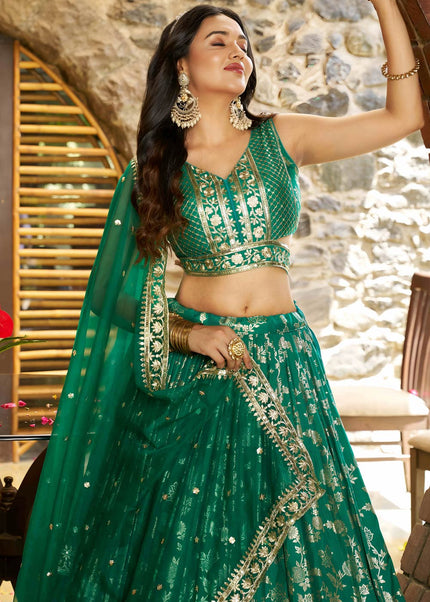 Green Embroidered Lehenga Choli