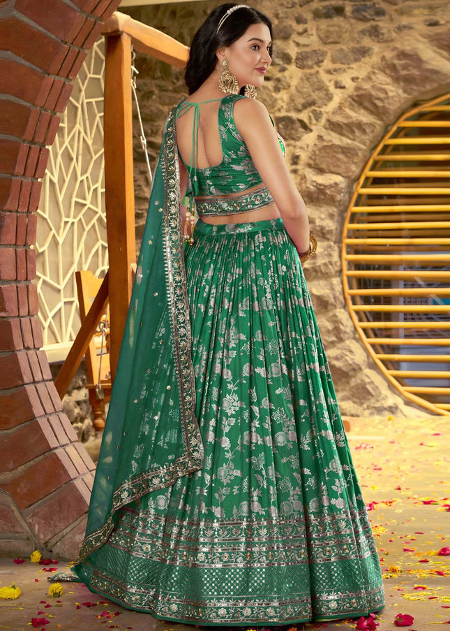 Green Embroidered Lehenga Choli