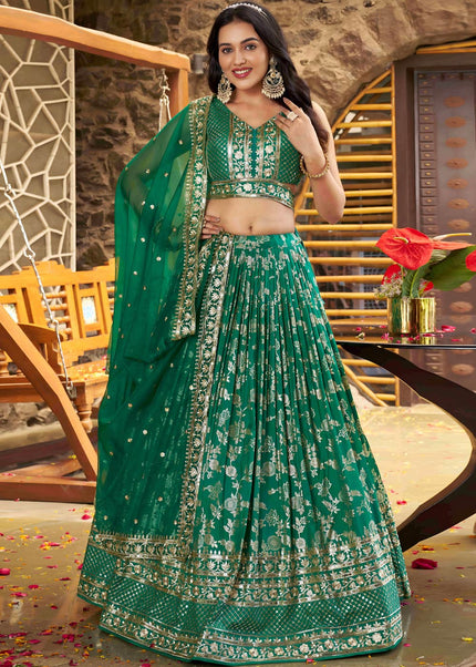 Green Embroidered Lehenga Choli