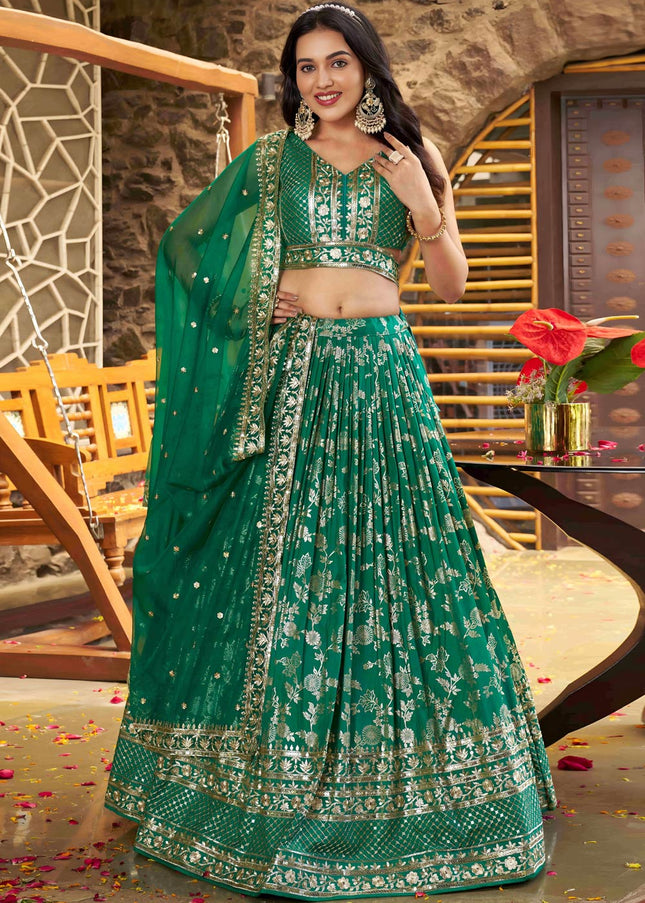 Green Embroidered Lehenga Choli