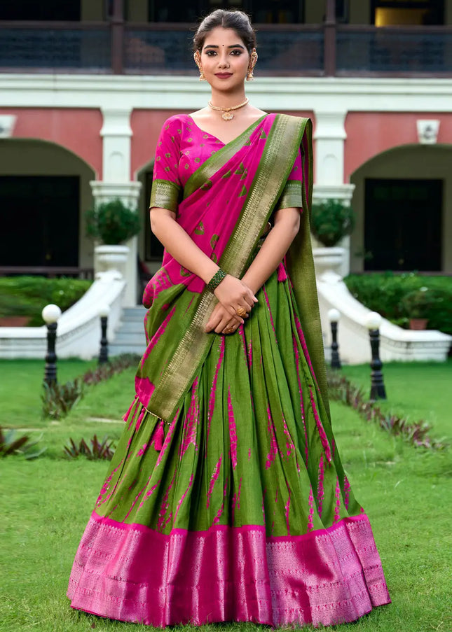 Pink Printed Embroidered Lehenga Choli