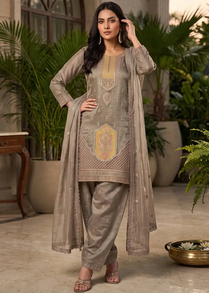 Silk Embroidered Pant Style Suit Series