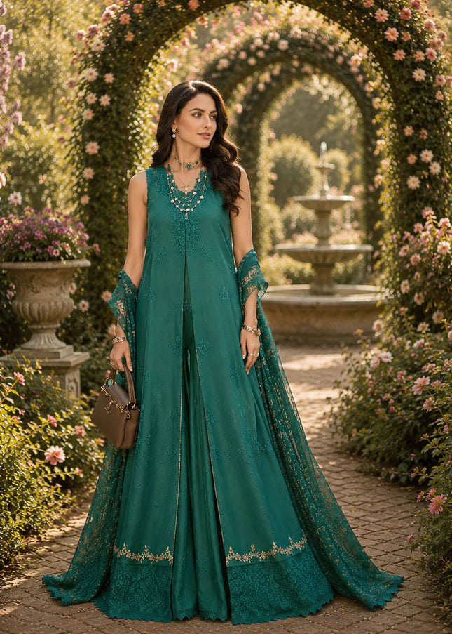 Noor By Saadia Asad | Noor Eid Luxury  Printskhaas '26 - Peacock Green
