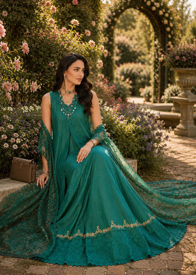 Noor By Saadia Asad | Noor Eid Luxury  Printskhaas '26 - Peacock Green