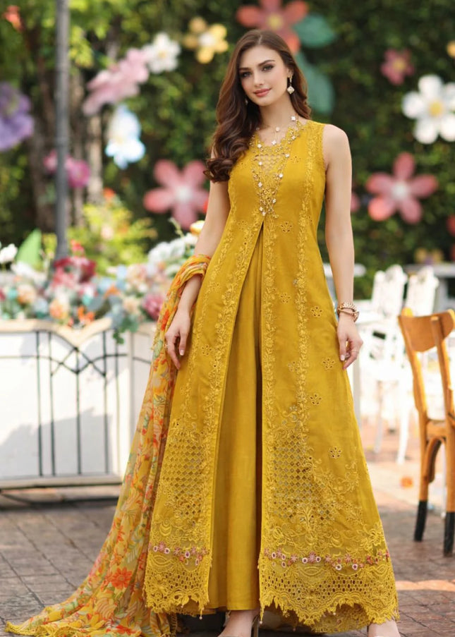 Noor By Saadia Asad | Noor Luxe Chikankari '26 - Amber Yellow