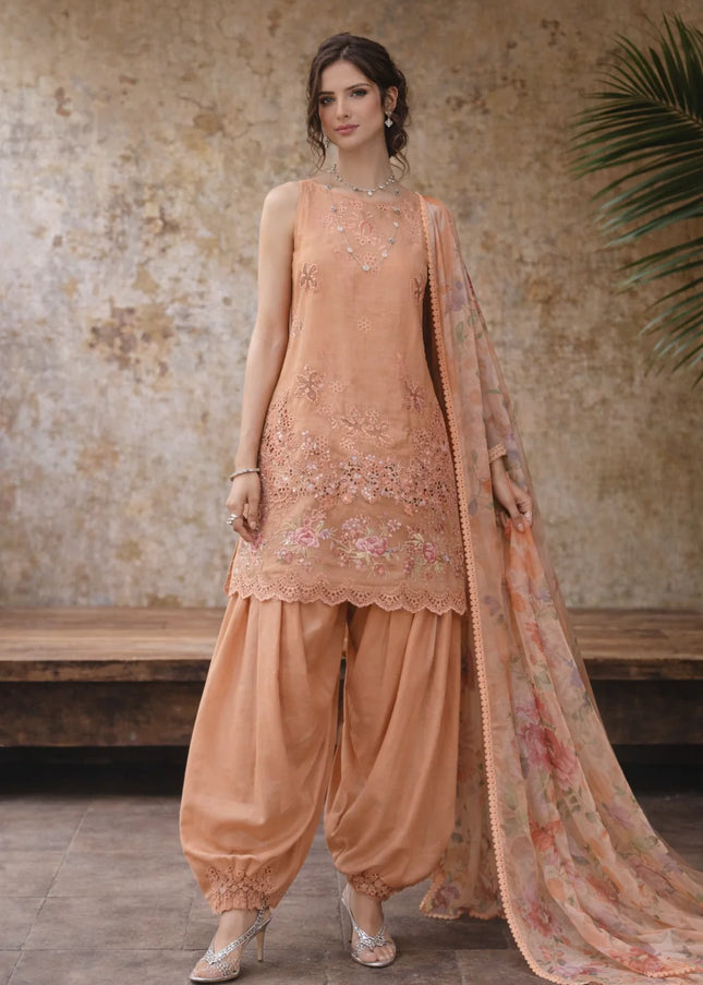 Noor By Saadia Asad | Noor Luxe Chikankari '26 - Apricot Allure