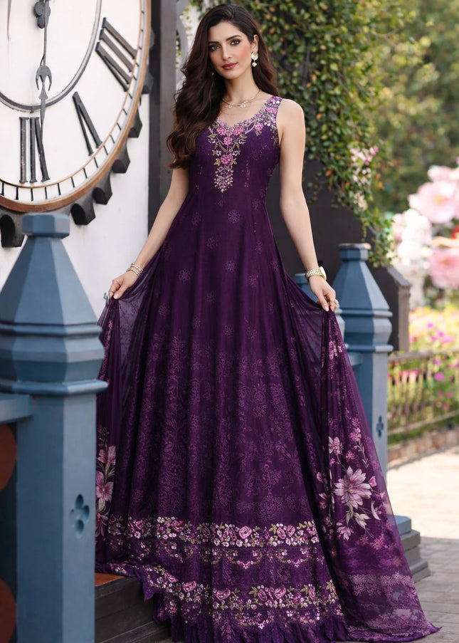 Noor By Saadia Asad | Noor Luxe Chikankari '26 - Aubergine Bloom