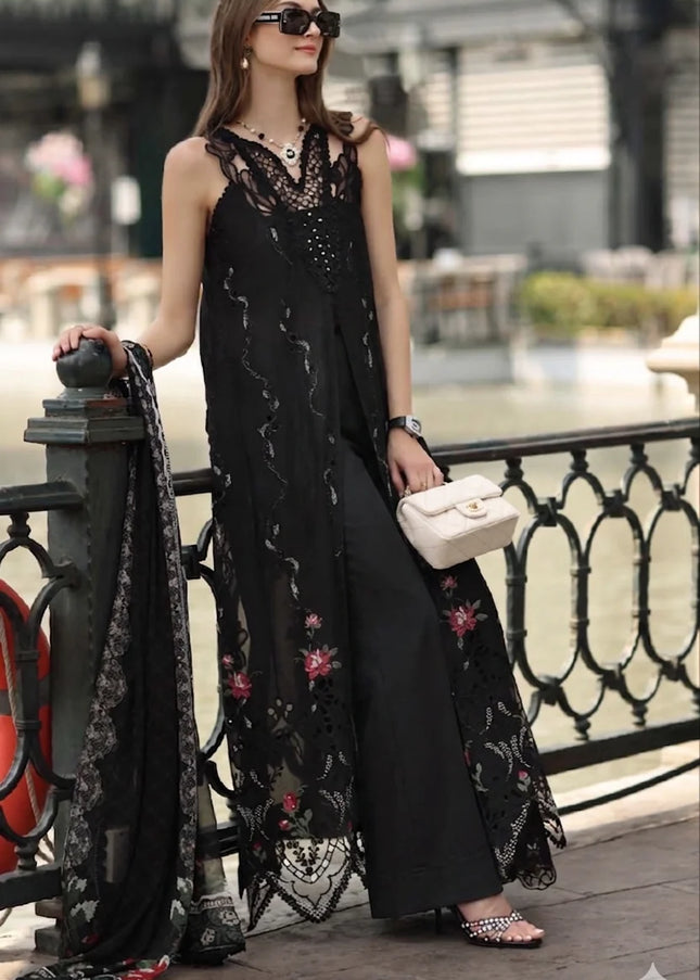 Noor By Saadia Asad | Noor Luxe Chikankari '26 - Cross Stitch Black