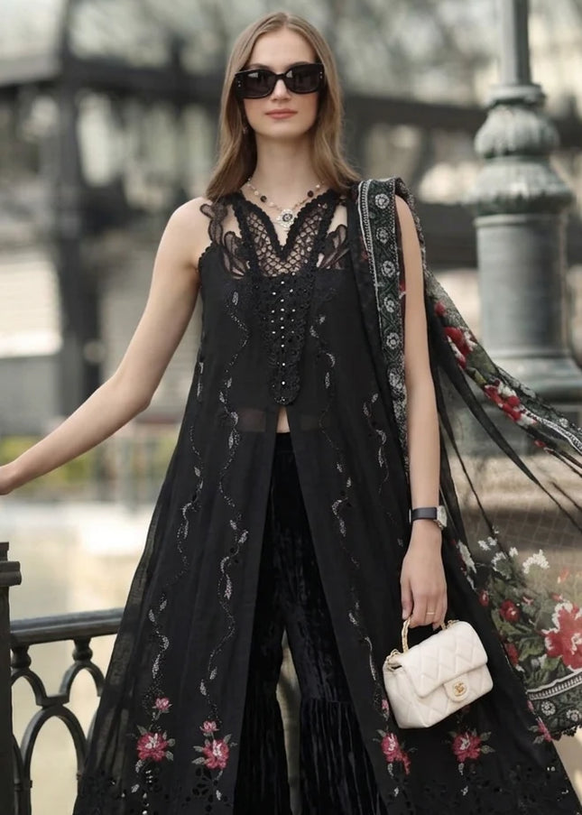 Noor By Saadia Asad | Noor Luxe Chikankari '26 - Cross Stitch Black