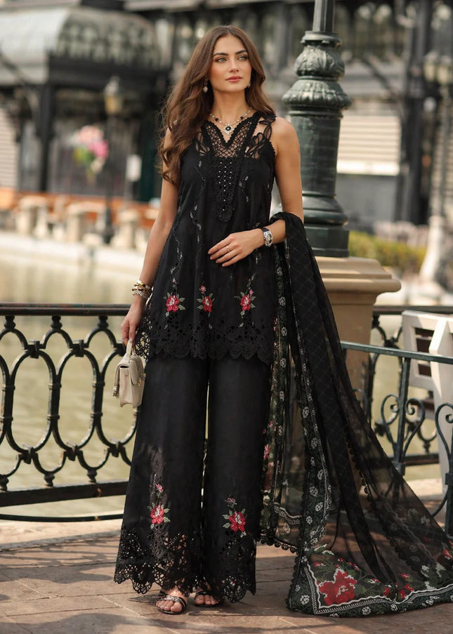 Noor By Saadia Asad | Noor Luxe Chikankari '26 - Cross Stitch Black