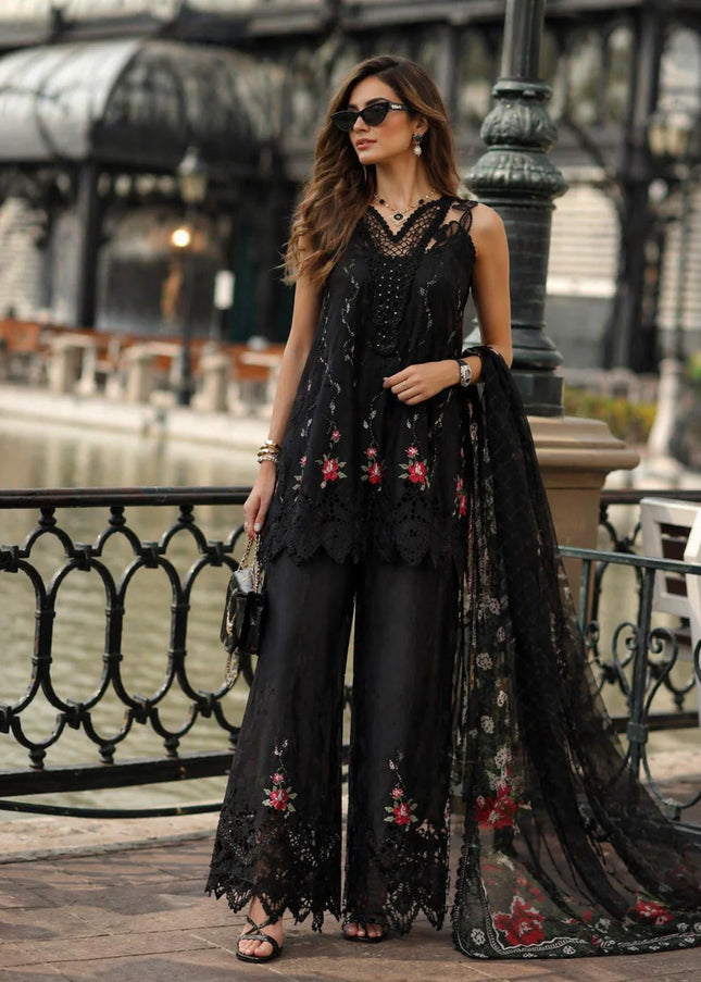 Noor By Saadia Asad | Noor Luxe Chikankari '26 - Cross Stitch Black