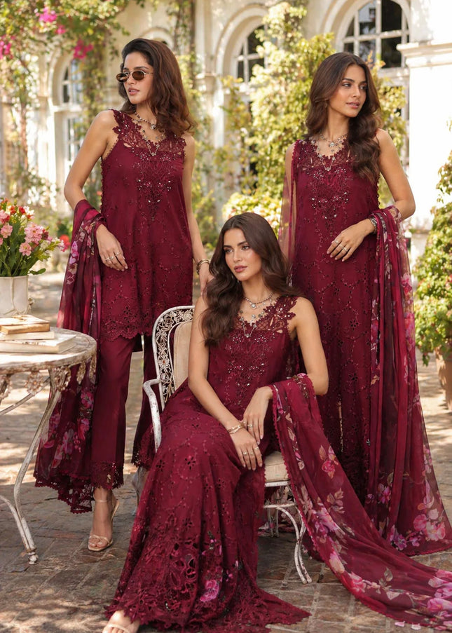 Noor By Saadia Asad | Noor Luxe Chikankari '26 - Bordeaux