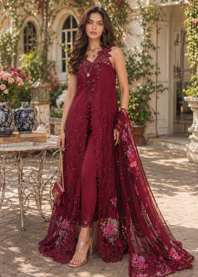 Noor By Saadia Asad | Noor Luxe Chikankari '26 - Bordeaux