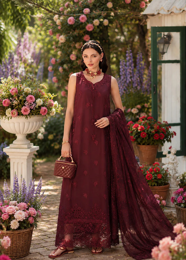 Noor By Saadia Asad | Noor Eid Luxury  Printskhaas '26 - Burgundy