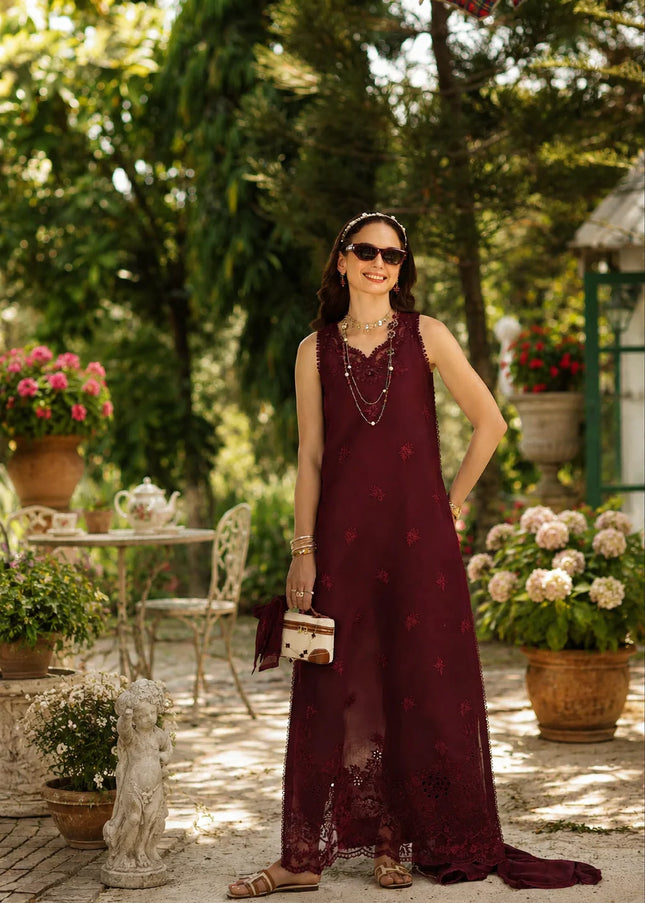 Noor By Saadia Asad | Noor Eid Luxury  Printskhaas '26 - Burgundy