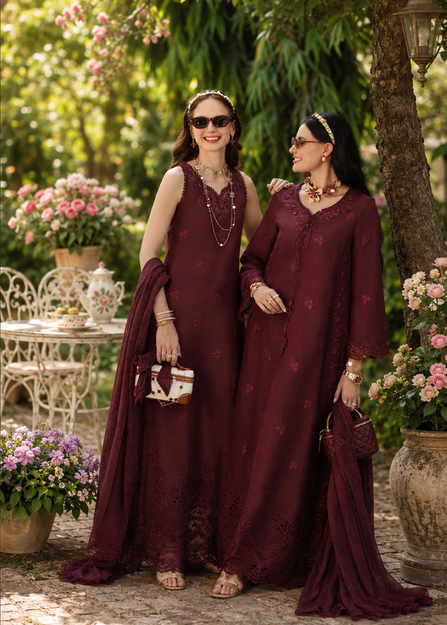 Noor By Saadia Asad | Noor Eid Luxury  Printskhaas '26 - Burgundy