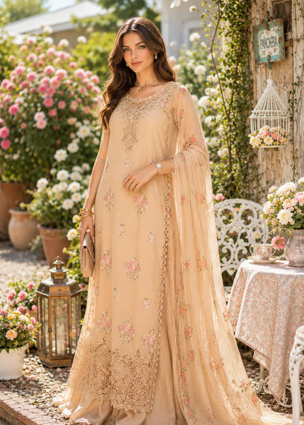 Noor By Saadia Asad | Noor Eid Luxury  Printskhaas '26 - Blush Peach
