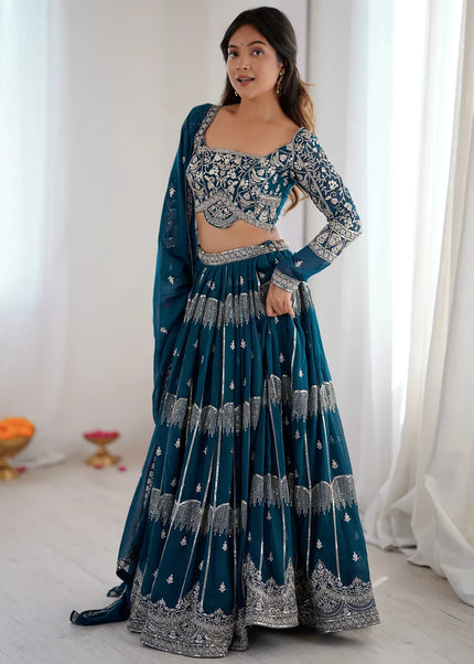 Blue Embroidered Lehenga Choli