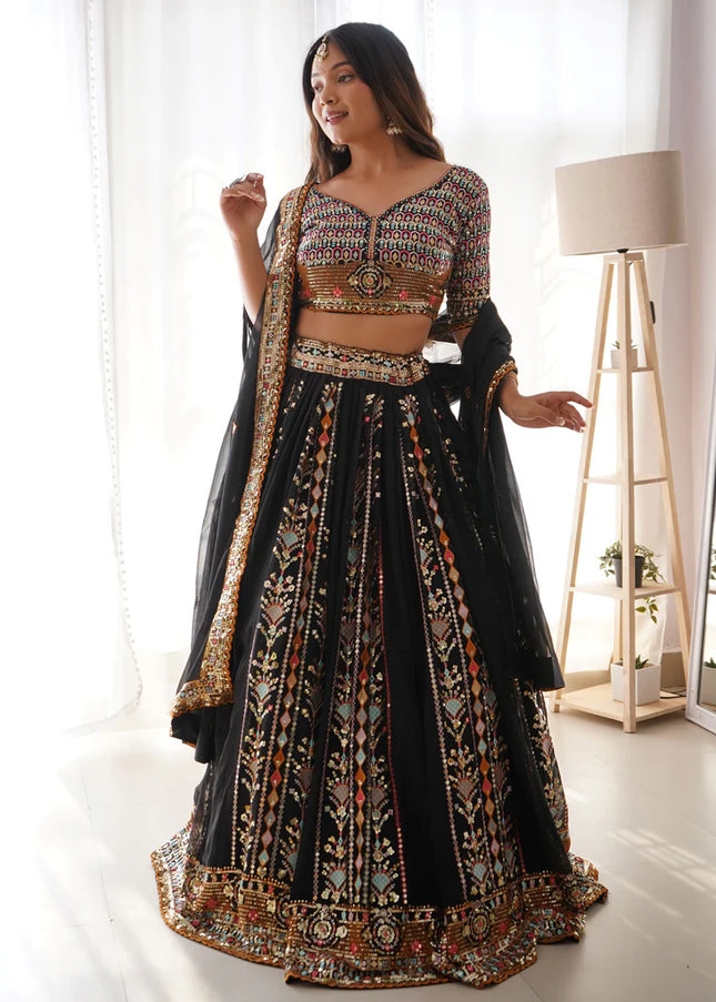 Black Embroidered Lehenga Choli