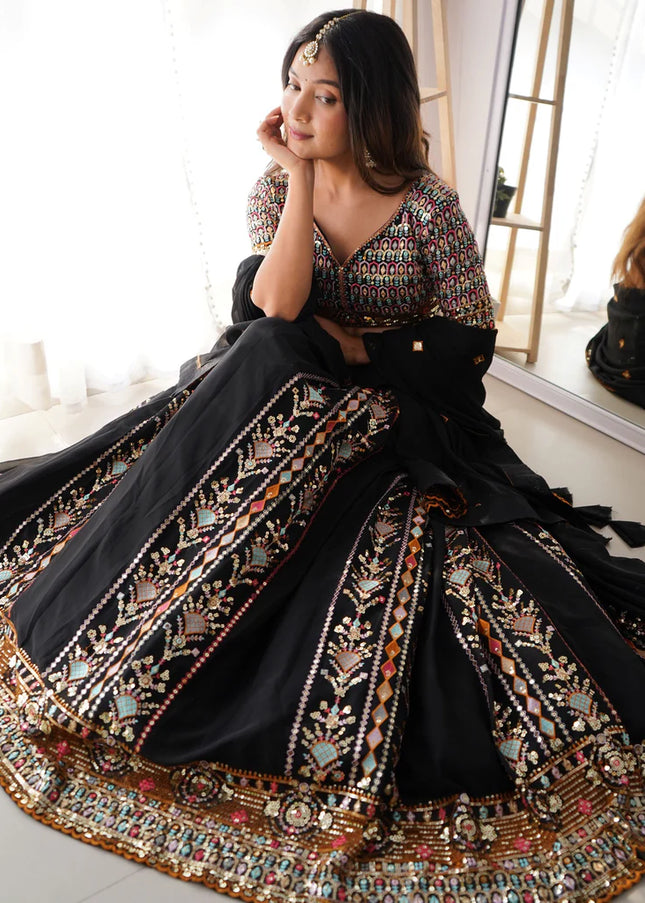 Black Embroidered Lehenga Choli