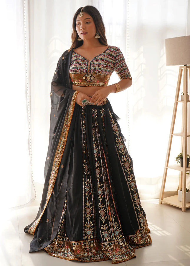 Black Embroidered Lehenga Choli