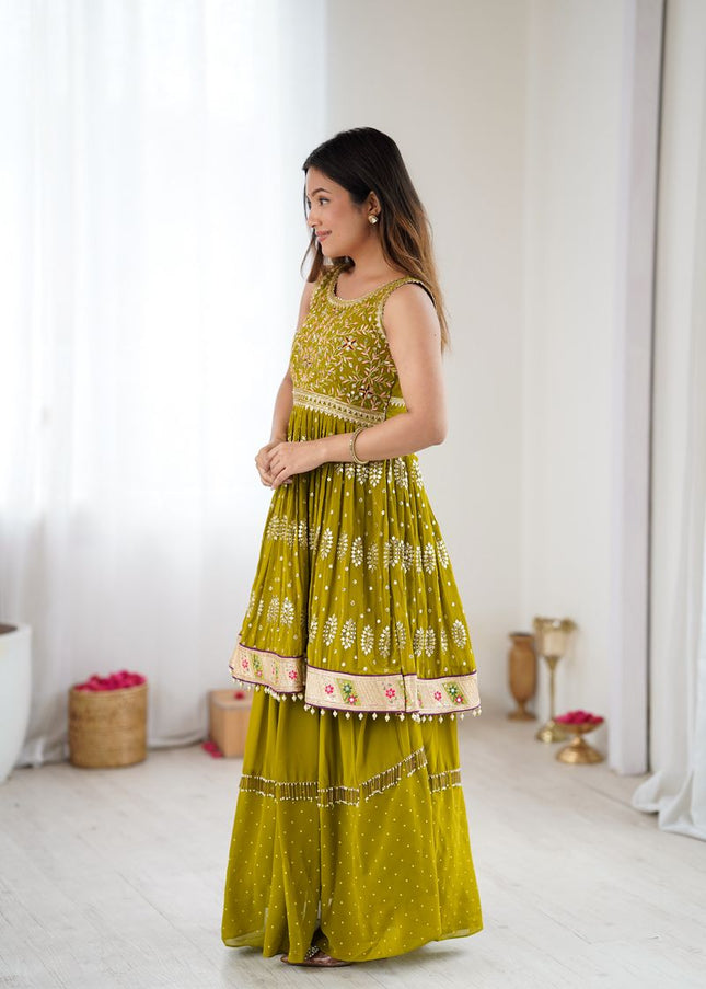 Lime Green Embroidered Lehenga Choli