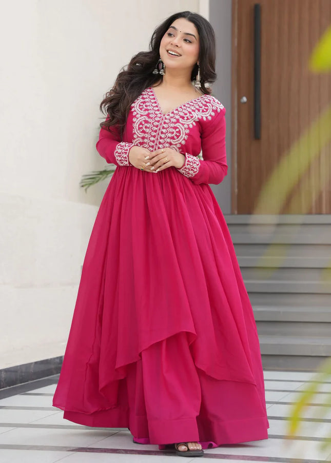 Pink Embroidered Anarkali Gown