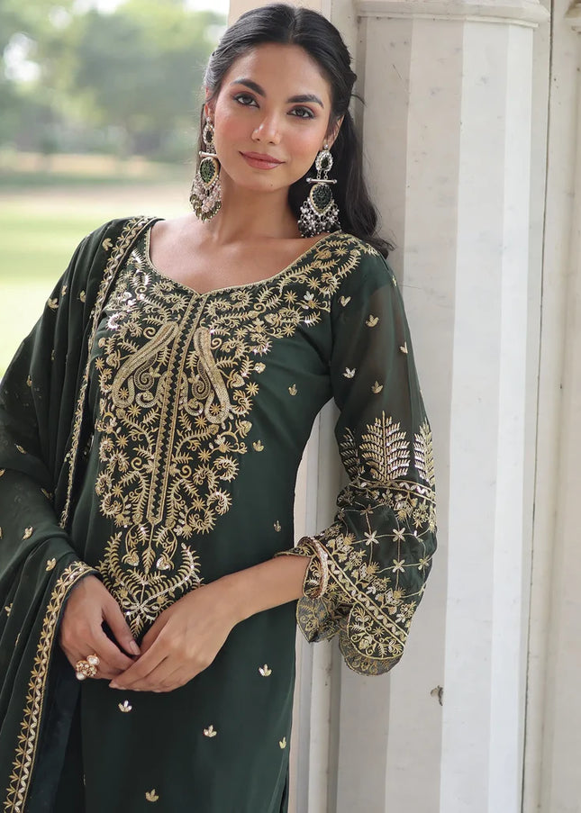 Sequins Embroidered Pant Style Suit