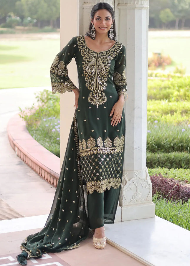 Sequins Embroidered Pant Style Suit