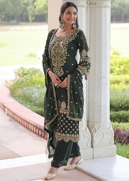 Sequins Embroidered Pant Style Suit