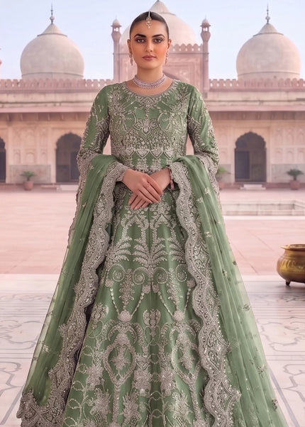 Green Embroidered Anarkali Gown