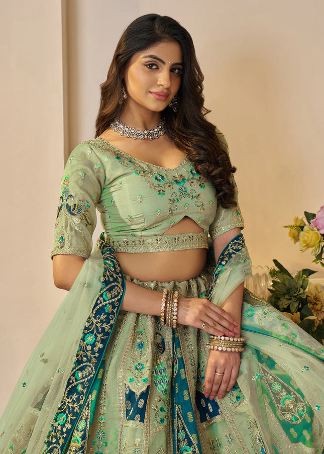 Sea Green Embroidered Lehenga Choli