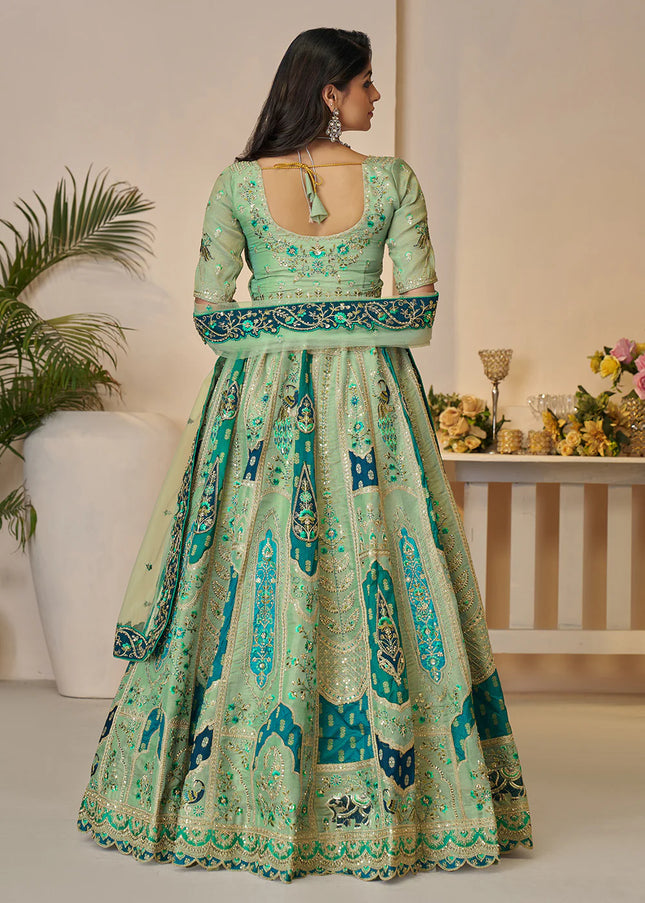 Sea Green Embroidered Lehenga Choli