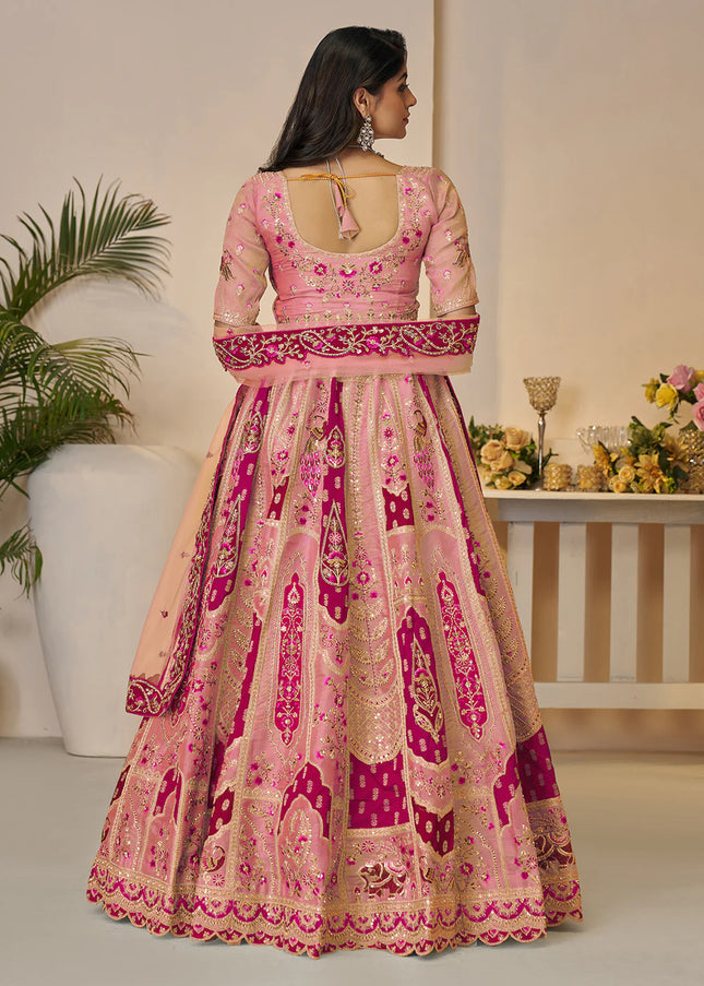 Peach Embroidered Lehenga Choli
