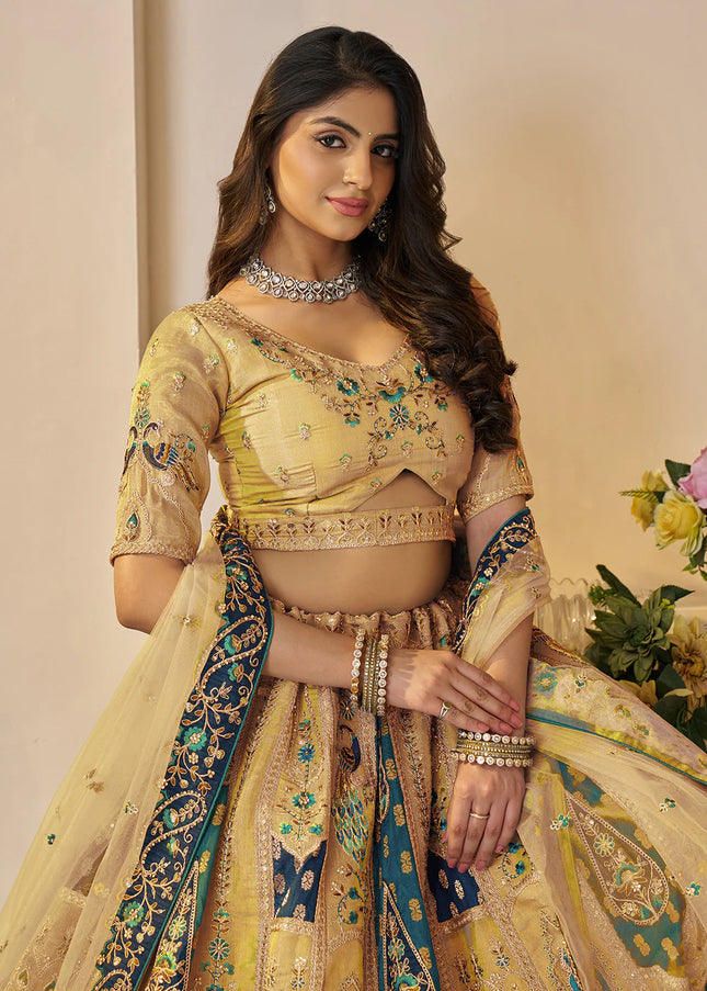 Mustard Yellow Embroidered Lehenga Choli