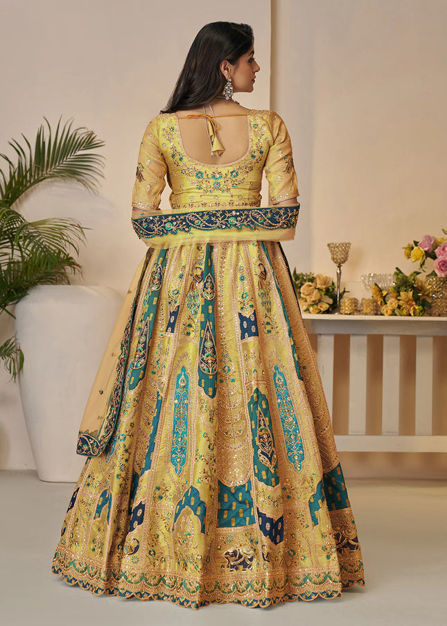 Mustard Yellow Embroidered Lehenga Choli