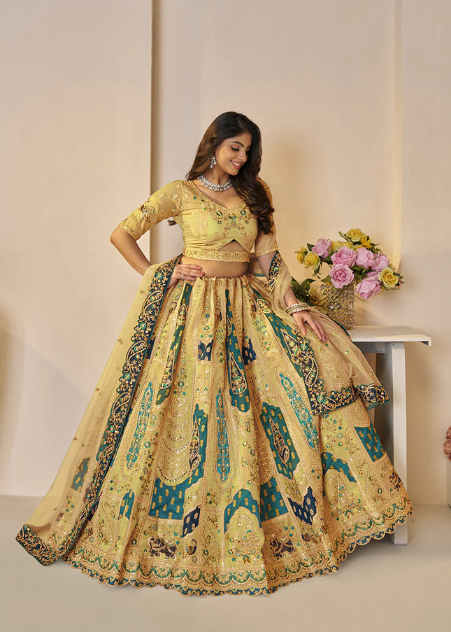 Mustard Yellow Embroidered Lehenga Choli