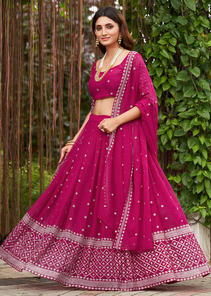 Pink Embroidered Lehenga Choli