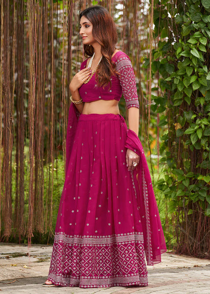 Pink Embroidered Lehenga Choli