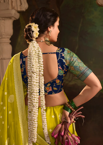 Green and Blue Embroidered Wedding Saree