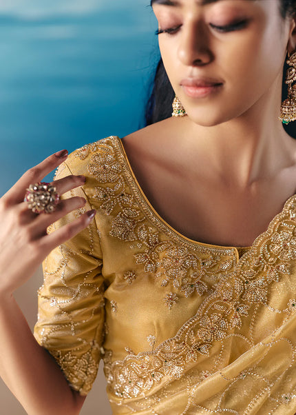 Yellow Embroidered Festive Saree