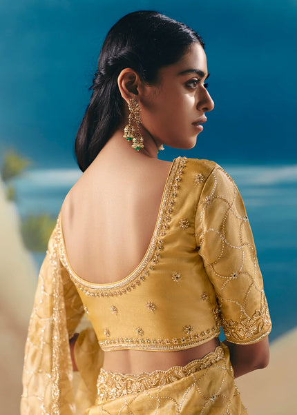 Yellow Embroidered Festive Saree