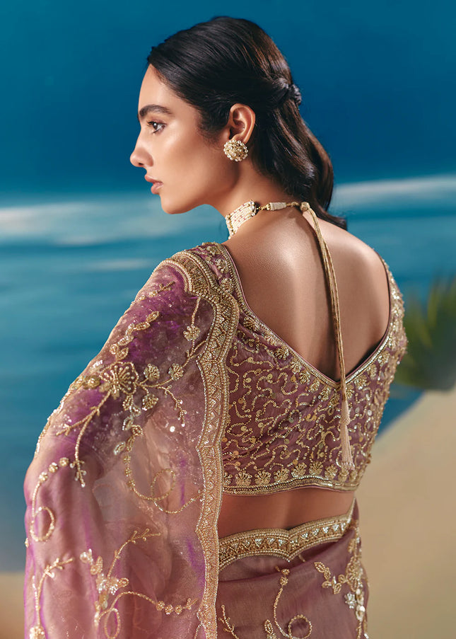 Pink Embroidered Festive Saree