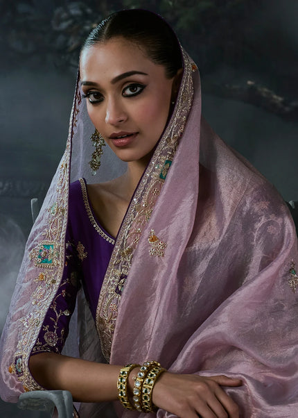 Purple Embroidered Festive Saree