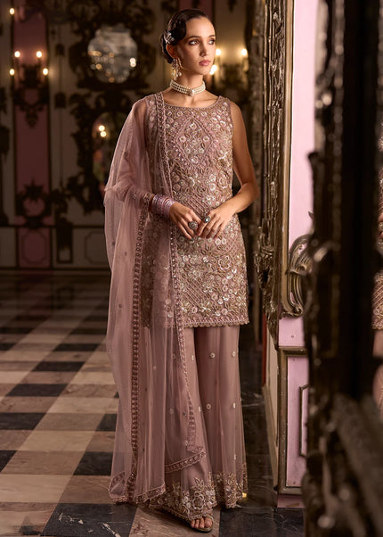 Mauve Embroidered Sharara Suit