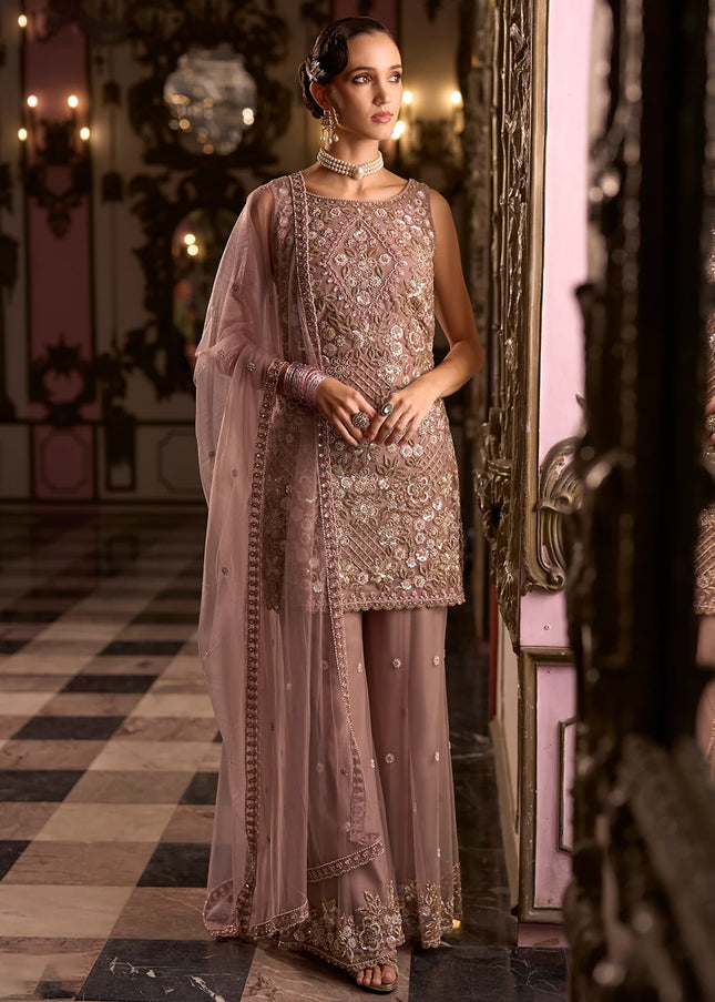 Mauve Embroidered Sharara Suit